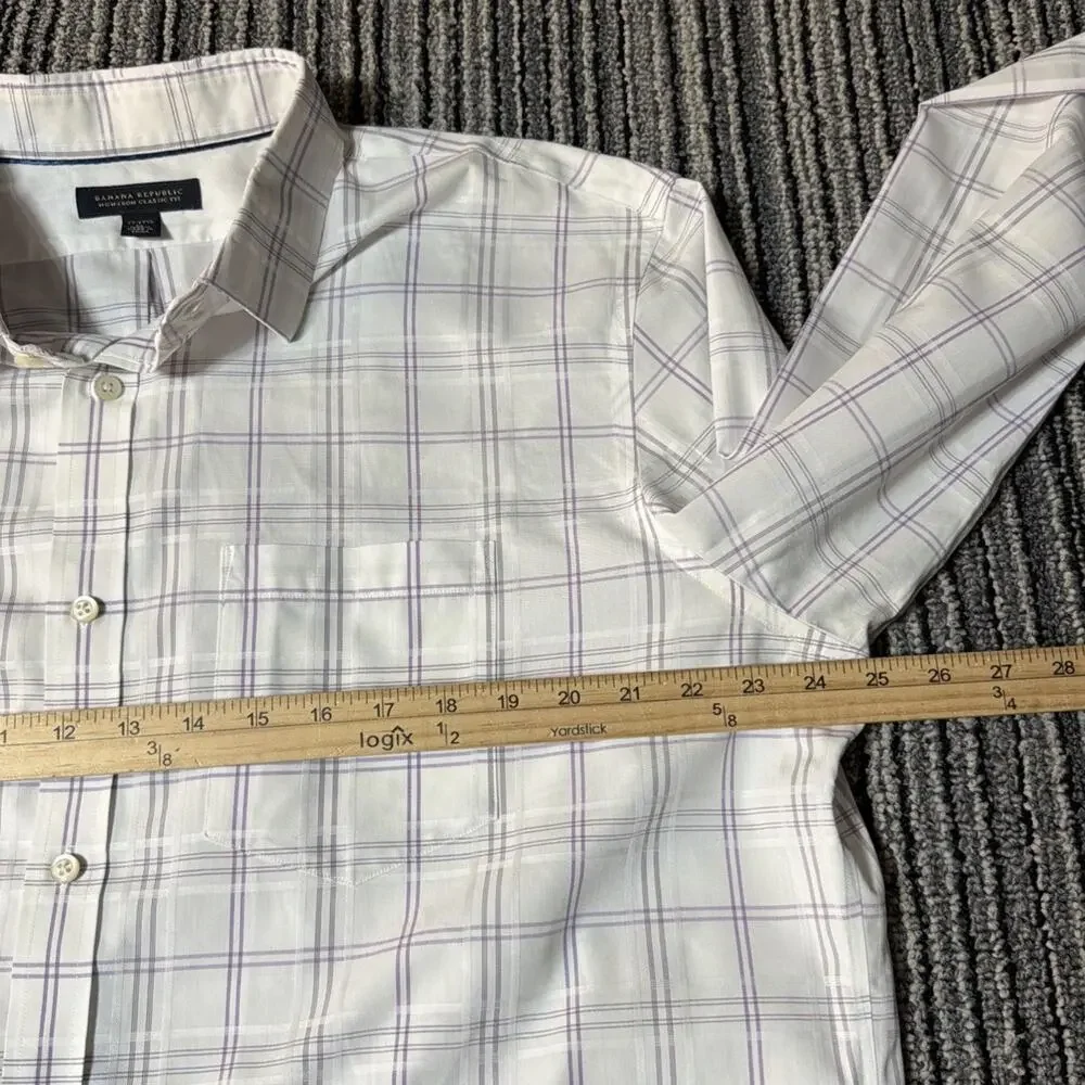 Banana Republic Non-iron Classic Fit Men’s Window Pane dress shirt size XL